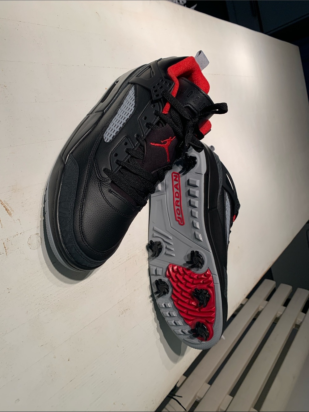 Jordan Spizike Stealth Varsity Red Men’s Black and Red Golf Sneakers